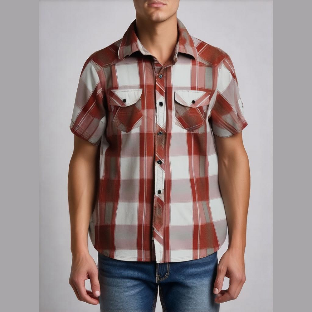 Ecoths Men's M 100% Cotton Red Plaid Made Fair Trade Button Down Shirt